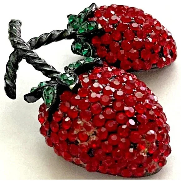 Weiss Strawberry Lapel Brooch Pin Vintage - Picture 8 of 12